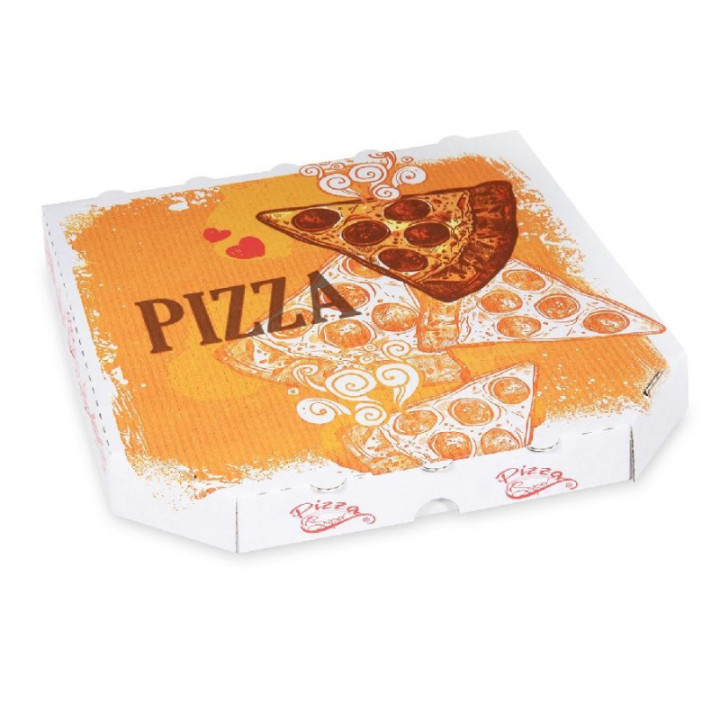 Krabica na pizzu 26x26x3 cm s potlačou, 100 ks.