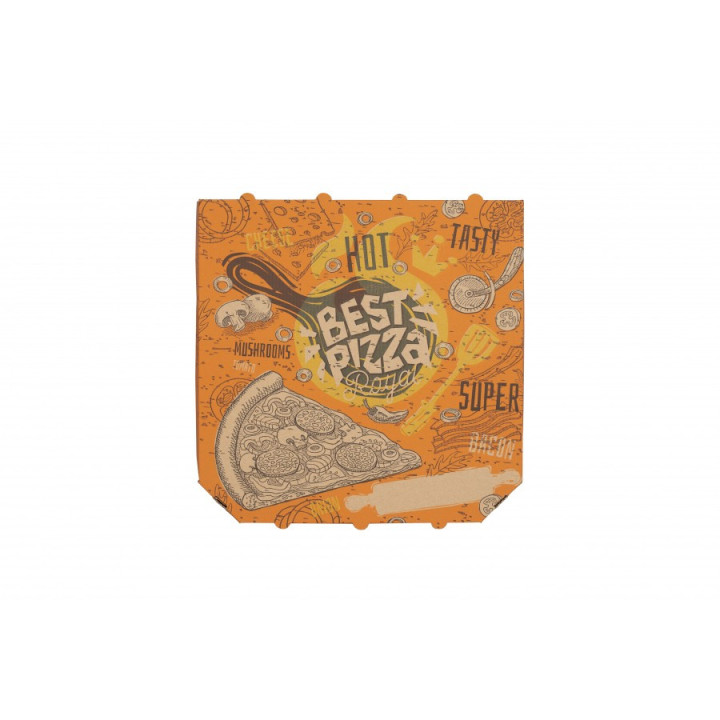 Krabica na pizzu The Best Pizza hnedá 33x33x3 cm, 100 ks.