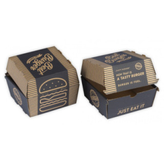 BOX na hamburger 130x130x110 mm s potlačou, hnedý, 100 ks.