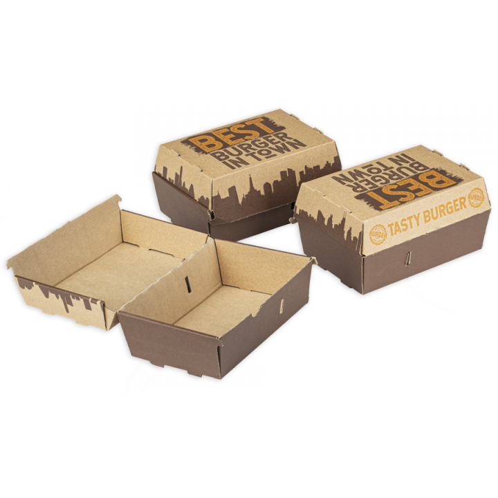 BOX hamburger DOUBLE s potlačou The Best 200x130x110 mm, 100 ks., bez priečky