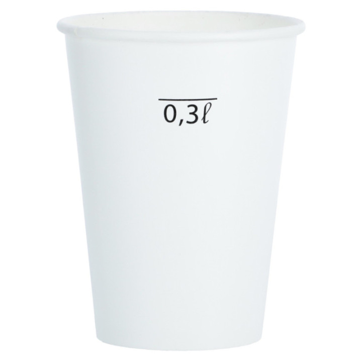 Papierový pohár 400 ml biely s ryskou 0,3 l, 50 ks.