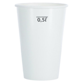 Papierový pohár 630 ml biely s ryskou 0,5 l, 50 ks.