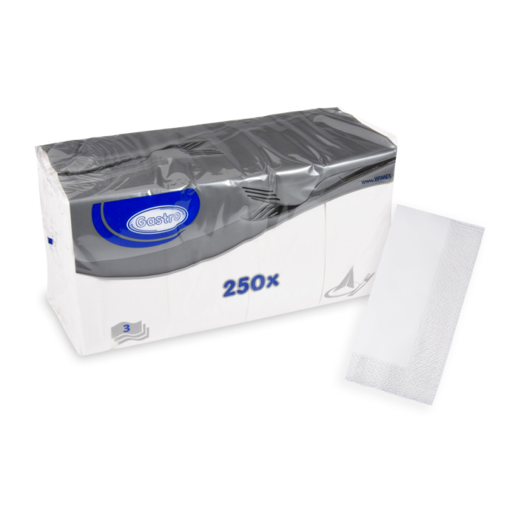 Servítky 33x33cm 3vr 8f 250ks biele