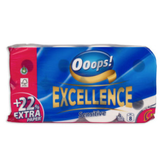 Toaletný papier Ooops! Excellence Sensitive 3vr 8 ks/bal.