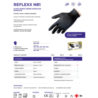 Rukavice jednorazové nitrilové, čierne, nepudrované, FOOD, N81, veľk. 10/XL, 100 ks