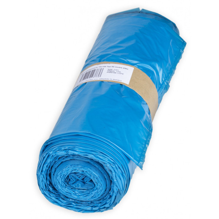 Vrece na odpad LDPE 70x100 cm, Typ 60, 120 L, 25 ks, zaťahovacie