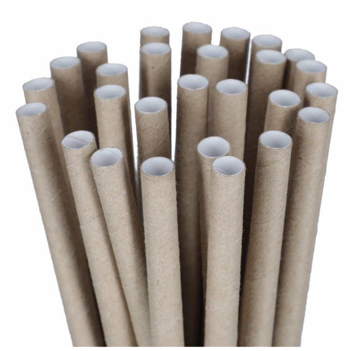 Slamka JUMBO hnedá papierová 25 cm Ø8 mm, hygienicky balená, 100 ks.