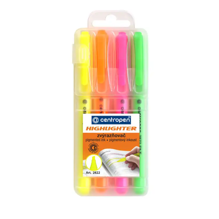 Zvýrazňovačky CENTROPEN 2822 sada 4ks