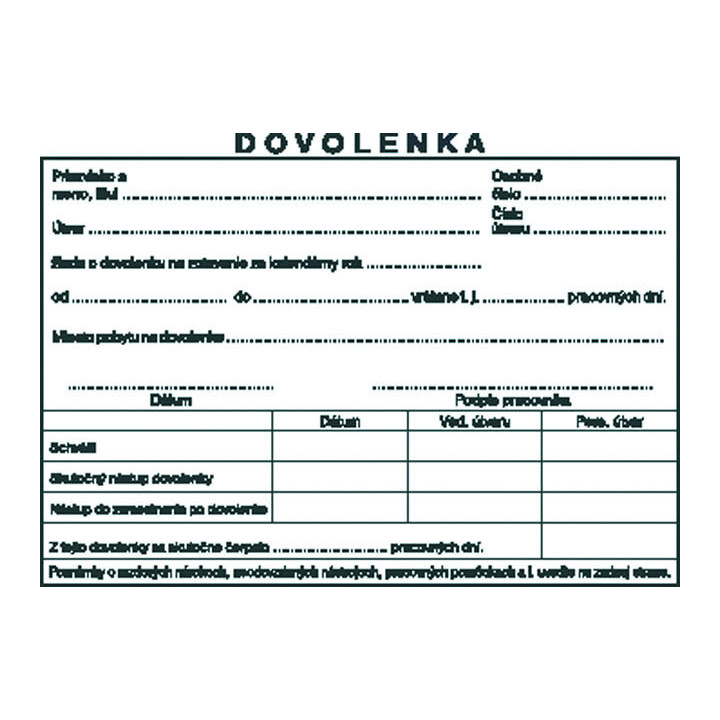 Dovolenkový lístok 100 ks