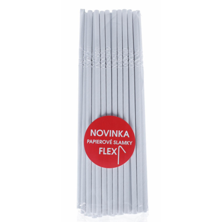 Slamka Flexi biela papierová 24 cm Ø6 mm, 100 ks.