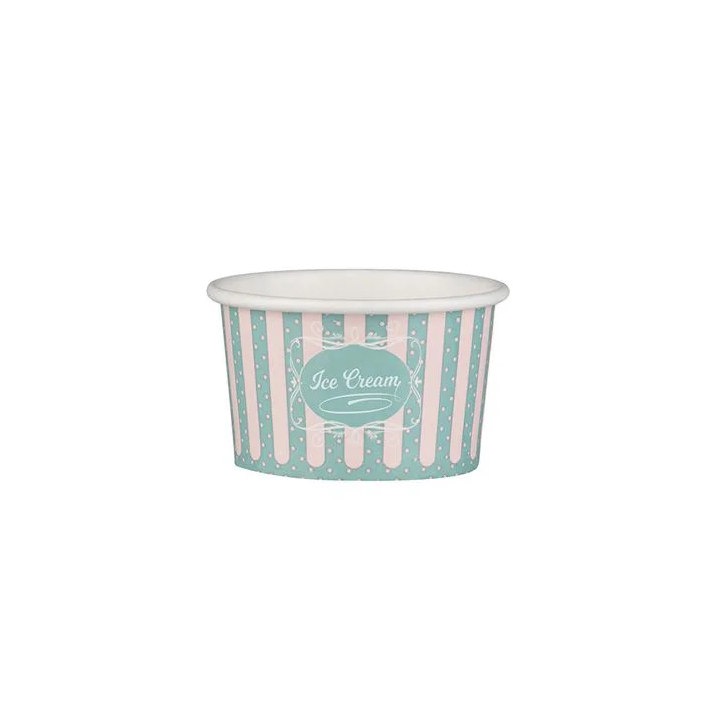 Papierová miska na zmrzlinu ICE CREAM zeleno-ružová 6oz/177ml, 50 ks