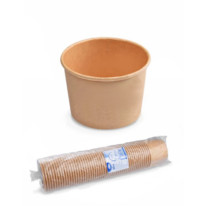 Miska papierová 350 ml hnedá, 115 mm, 50 ks