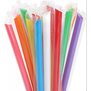 Slamky Reuse BUBBLE TEA 12x210 mm, mix farieb, 100 ks